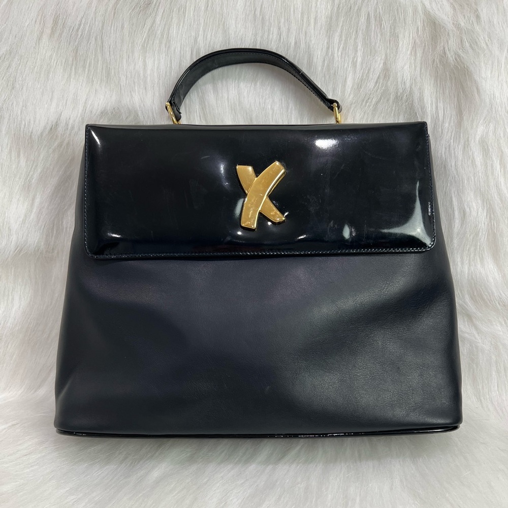 Paloma Picasso Vintage Genuine Leather Made in Italy‎ Black Hand Bag